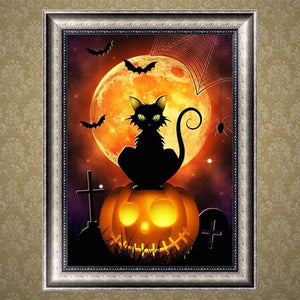 Cat Pumpkin Diamond Painting Kit