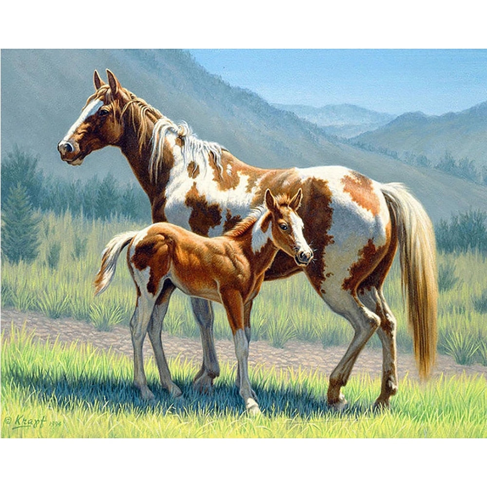 Cross Stitch Two horses animal