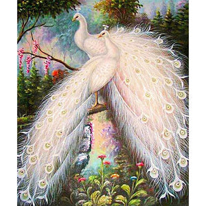 White Peacock Diamond Painting