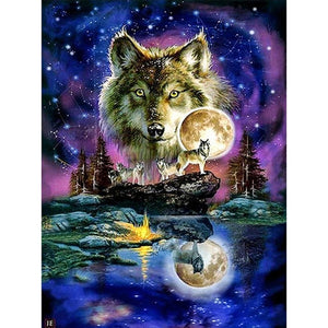 Night Wolf Pack Diamond Embroidery