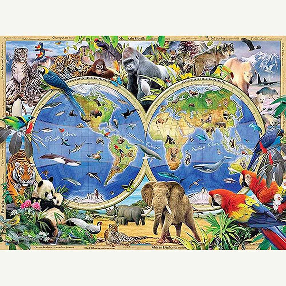 Animal World Map Diamond Painting