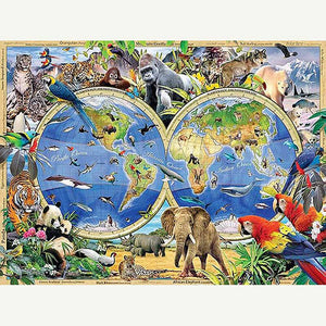 Animal World Map Diamond Painting