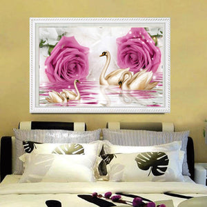 Rose Swan Love Diamond Painting