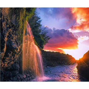 Waterfall in the sunset