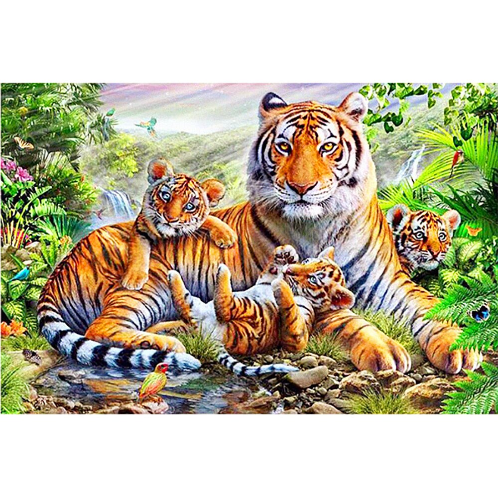 Tiger family Diamond Embroidery