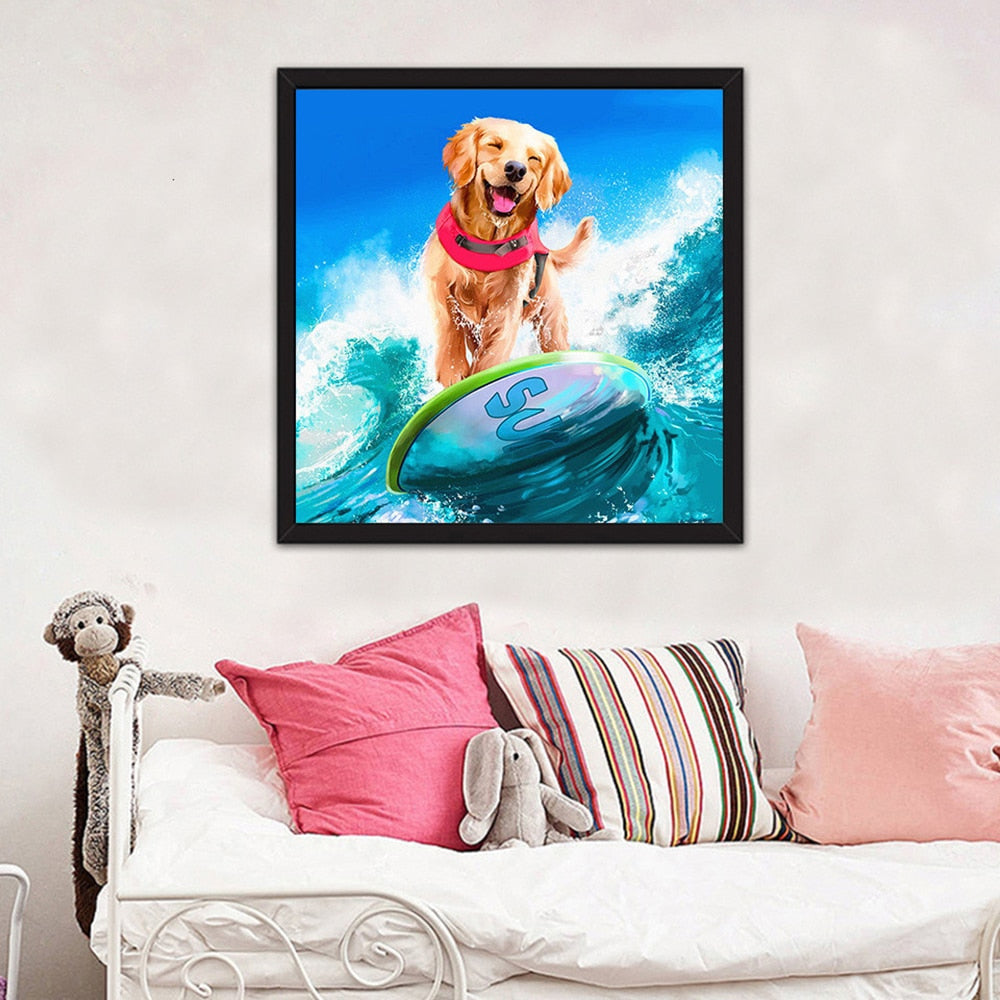 Enjoying Dog 5D Painting