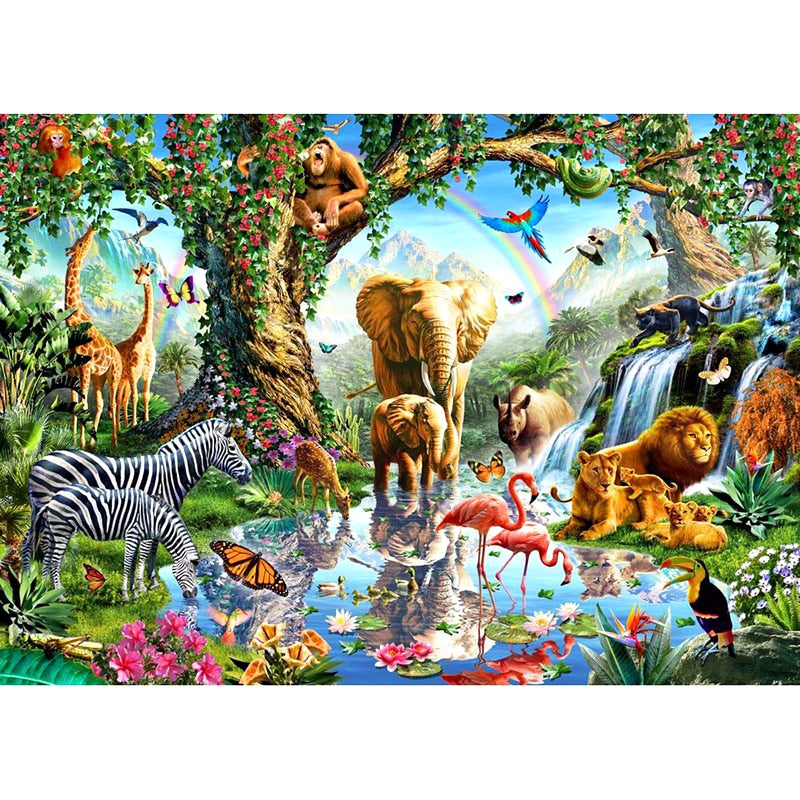 Zoo Animal Family 3D Embroidery Cross Stitch Kit