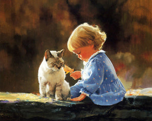 Little Girl with Cat Diamond Painting