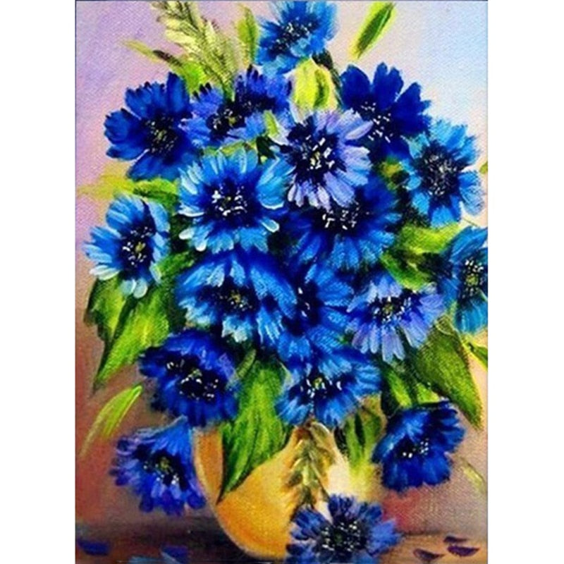 Blue Flower Vase Diamond Embroidery