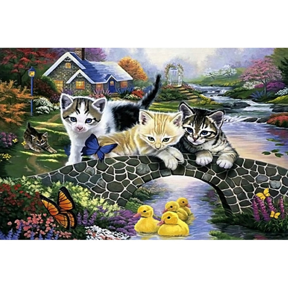 Cat and duckling Cross Stitch