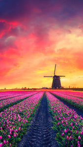 Dutch Windmill and Tulip Diamond Painting Kit