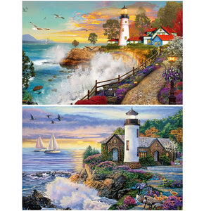 Seascape Rainbow Lighthouse Diamond Painting