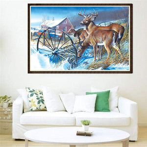 Wildlife Deer Family Full Diamond Cross Stitch