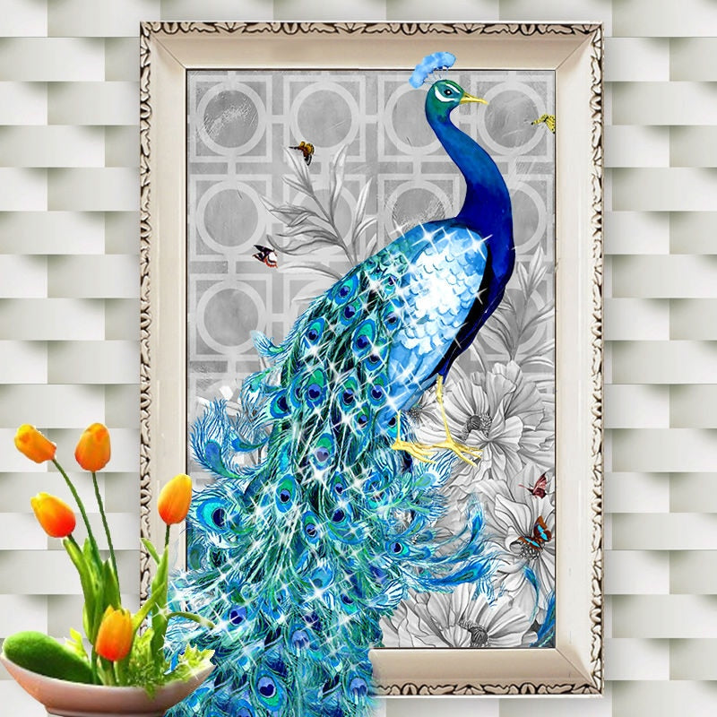 Blue Peacock 5D Painting