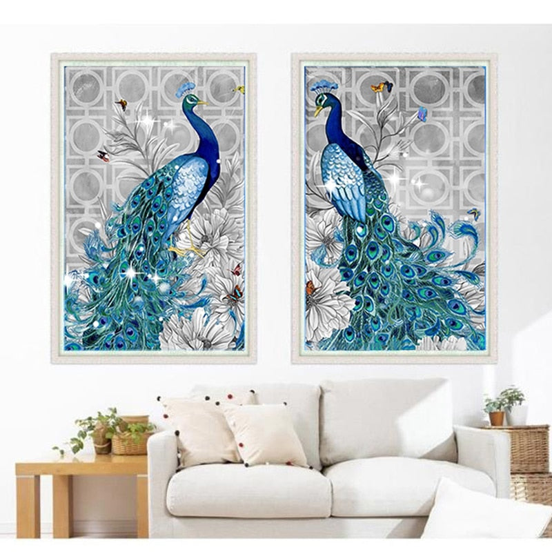 Blue Peacock 5D Painting