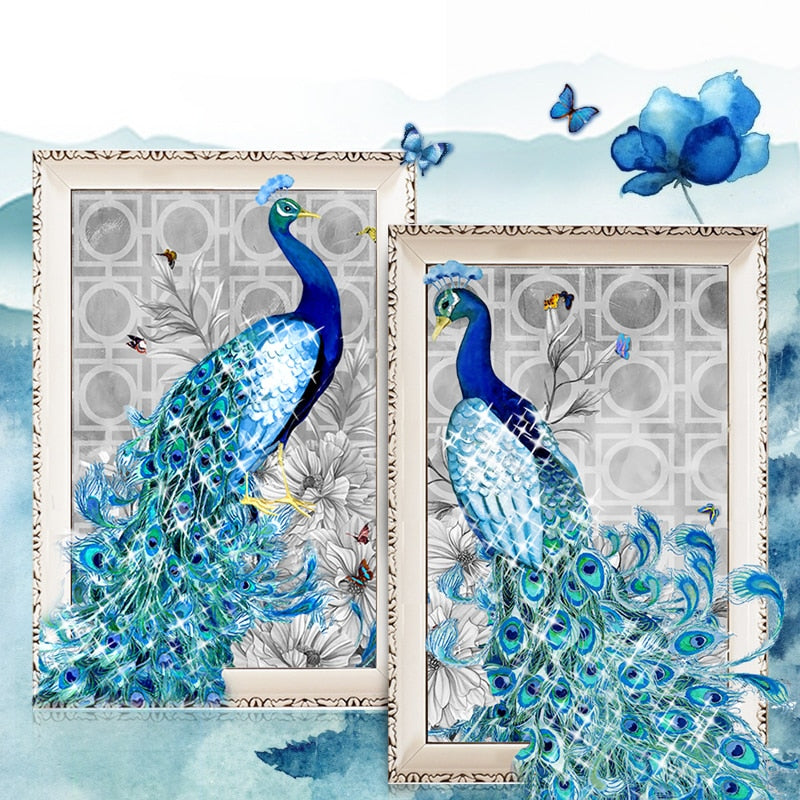 Blue Peacock 5D Painting