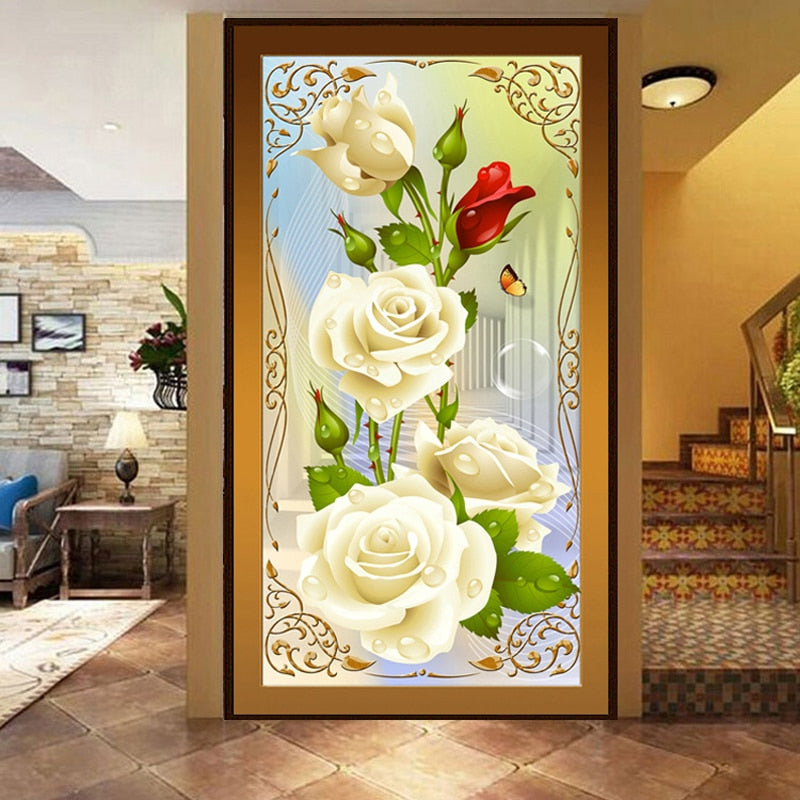 White Roses 5D Painting