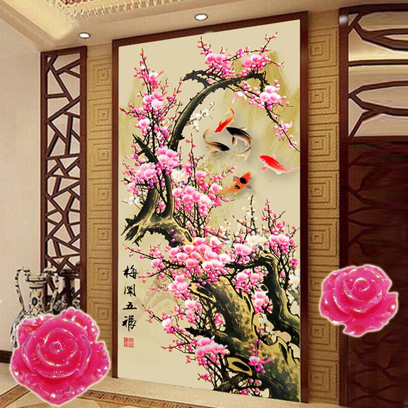 Plum Blossom Stone Shaped Art