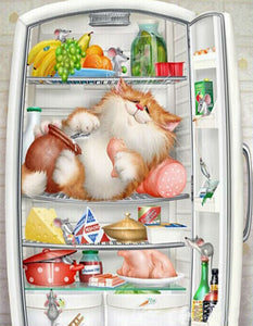 Cat Food Cartoon + Refrigerator 5d Art