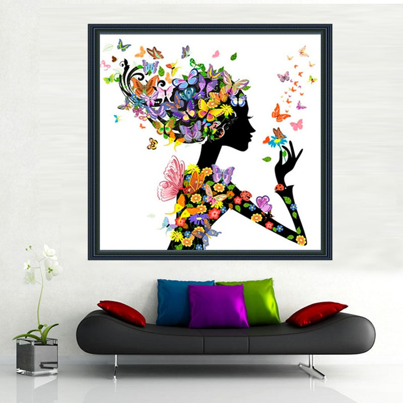 Butterfly Girl Cartoon 5d Painting