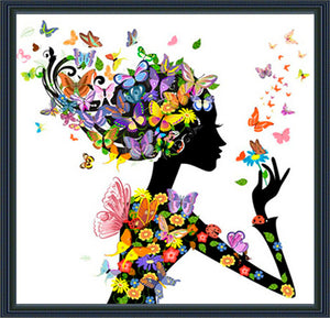 Butterfly Girl Cartoon 5d Painting