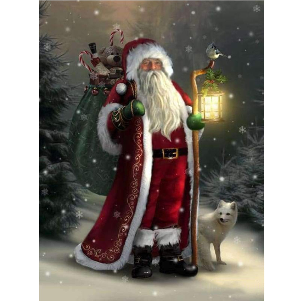 Santa In The Forest Christmas 5D Painting